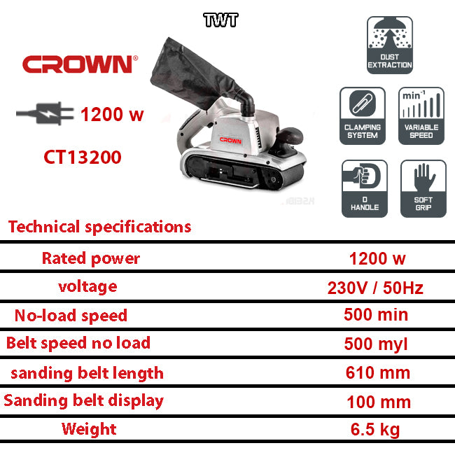 صنفره دبابة كراون 10 سم 1200 وات موديل CROWN – CT13200