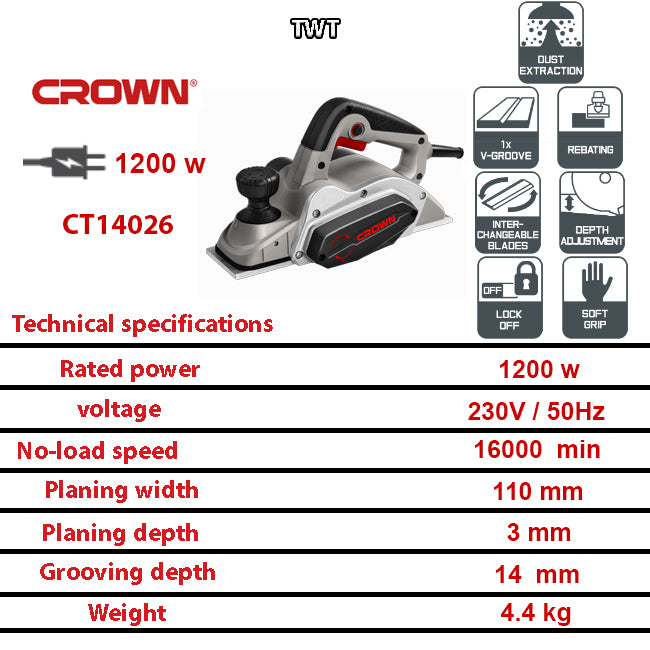 فارة ورابوه كراون 110 مم 1200 وات بالقاعده موديل CROWN – CT14026
