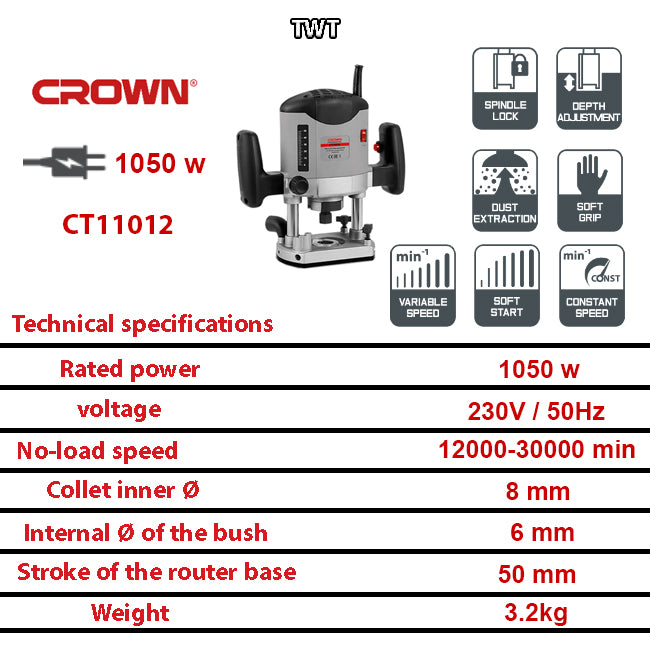 لاوتر حلية إلكترونى كراون 8 مم 1050 وات موديل CROWN – CT11012