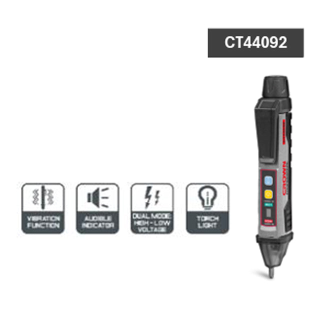 مفك كاشف للتيار الكهربائي اضاءة – اهتزاز كراون موديل CROWN – CT44092