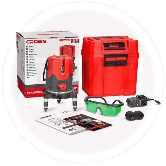 ميزان ليزر كراون 2 خط 30 متر ليزر اخضر موديل CROWN – CT44022